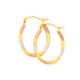 9ct Gold Tri Tone Striped Oval Hoop Earrings