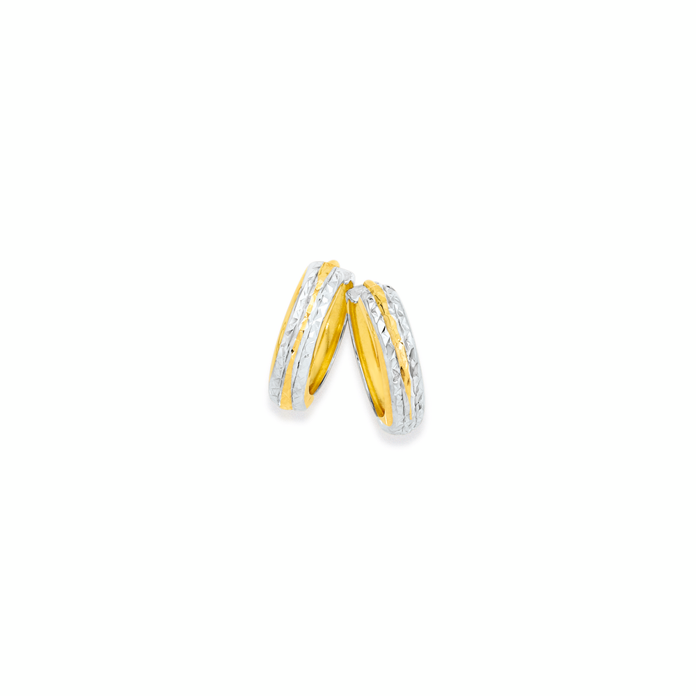 9ct Gold Two Tone 10mm Huggie Earrings