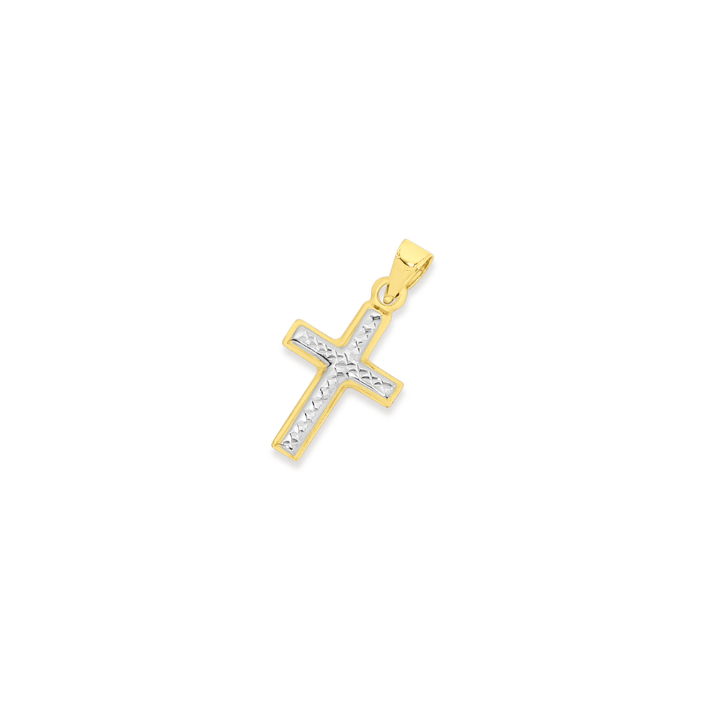 9ct Gold Two Tone 15mm Cross Pendant