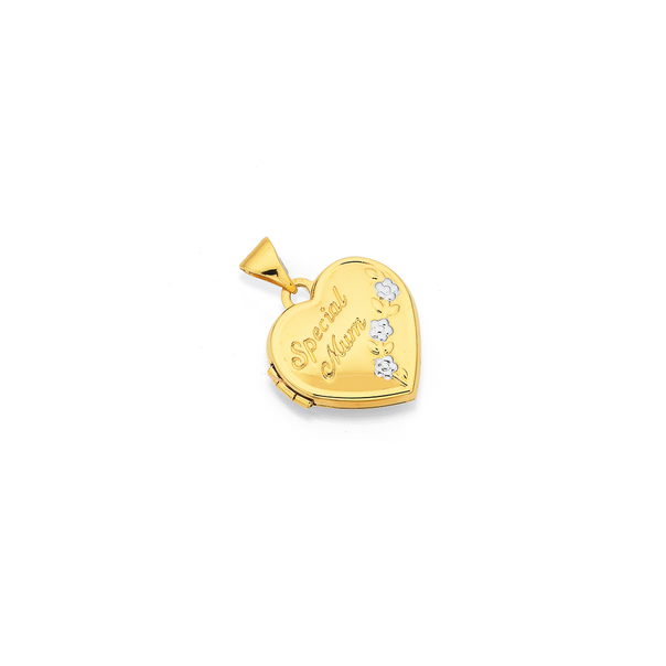 9ct Gold Two Tone 15mm 'Special Mum' Heart Locket