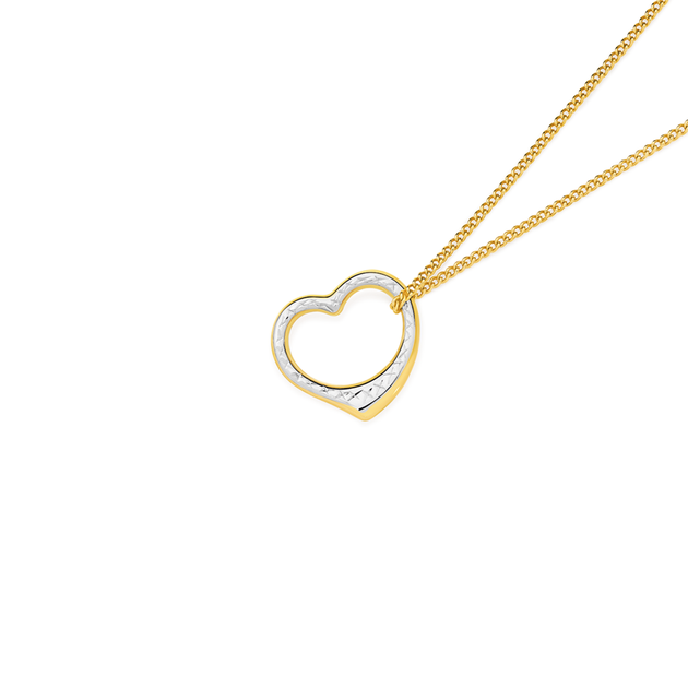 Heart Necklace White Gold Chain Prouds 9ct Gold Two Tone 16mm