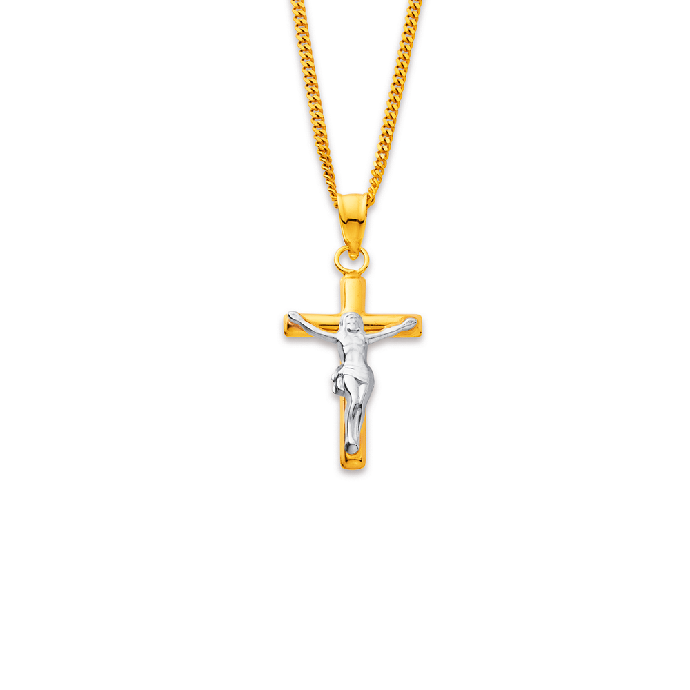 9ct Gold Two Tone 18mm Crucifix Pendant Prouds