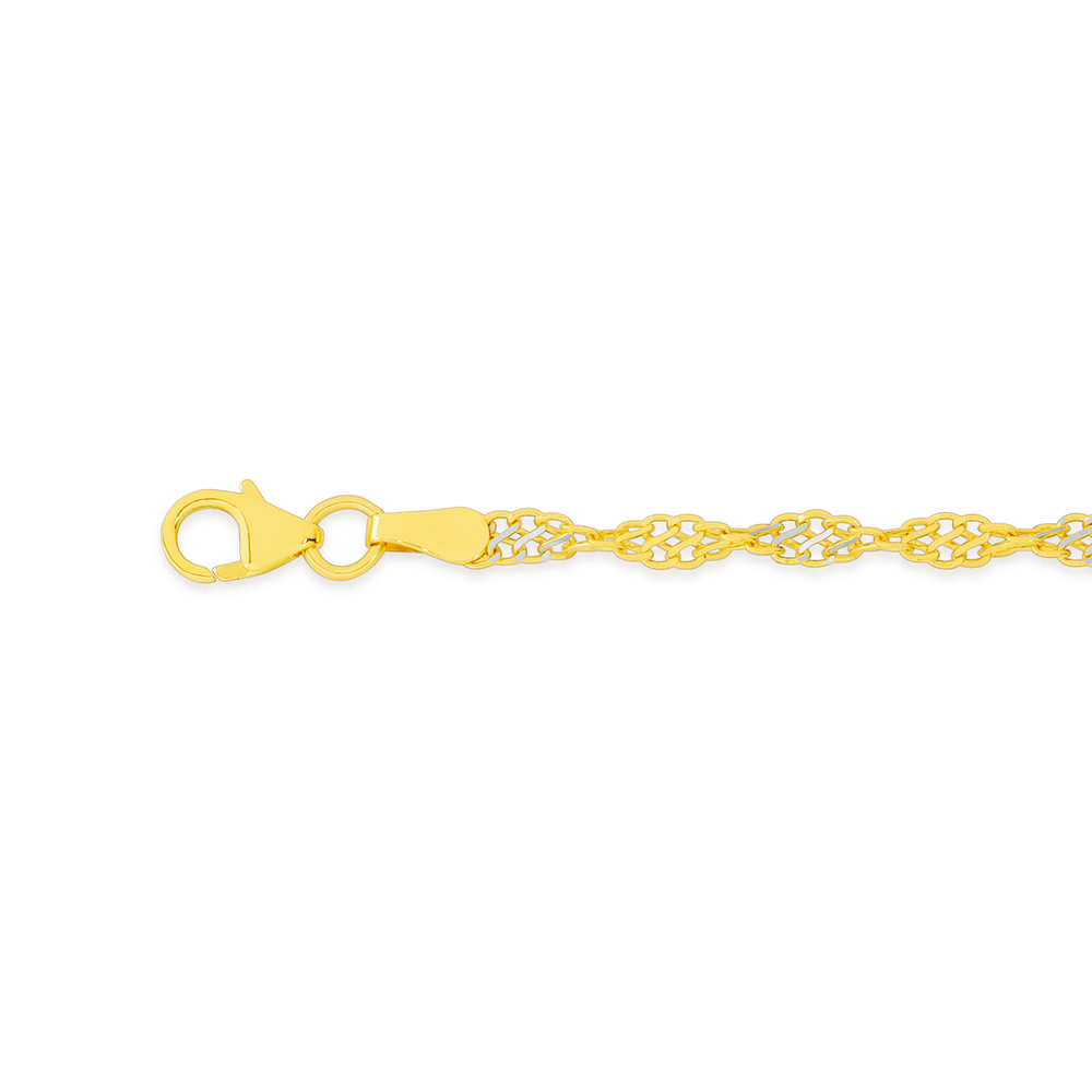 9ct Gold Two Tone 19cm Twist Infinity Bracelet