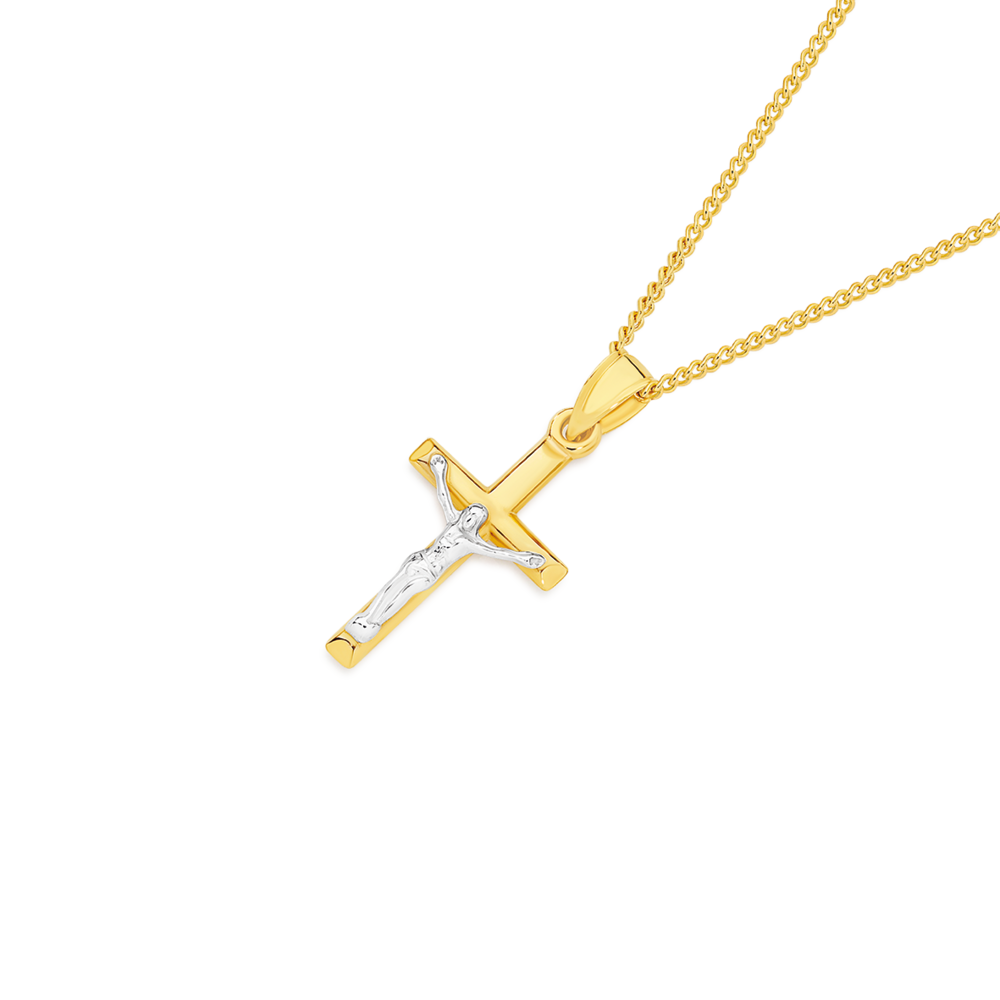 9ct Gold Two Tone 21mm Crucifix Pendant Prouds