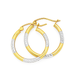 9ct Gold Two Tone 2x15mm Diamond-Cut Striped Hoop Earrings