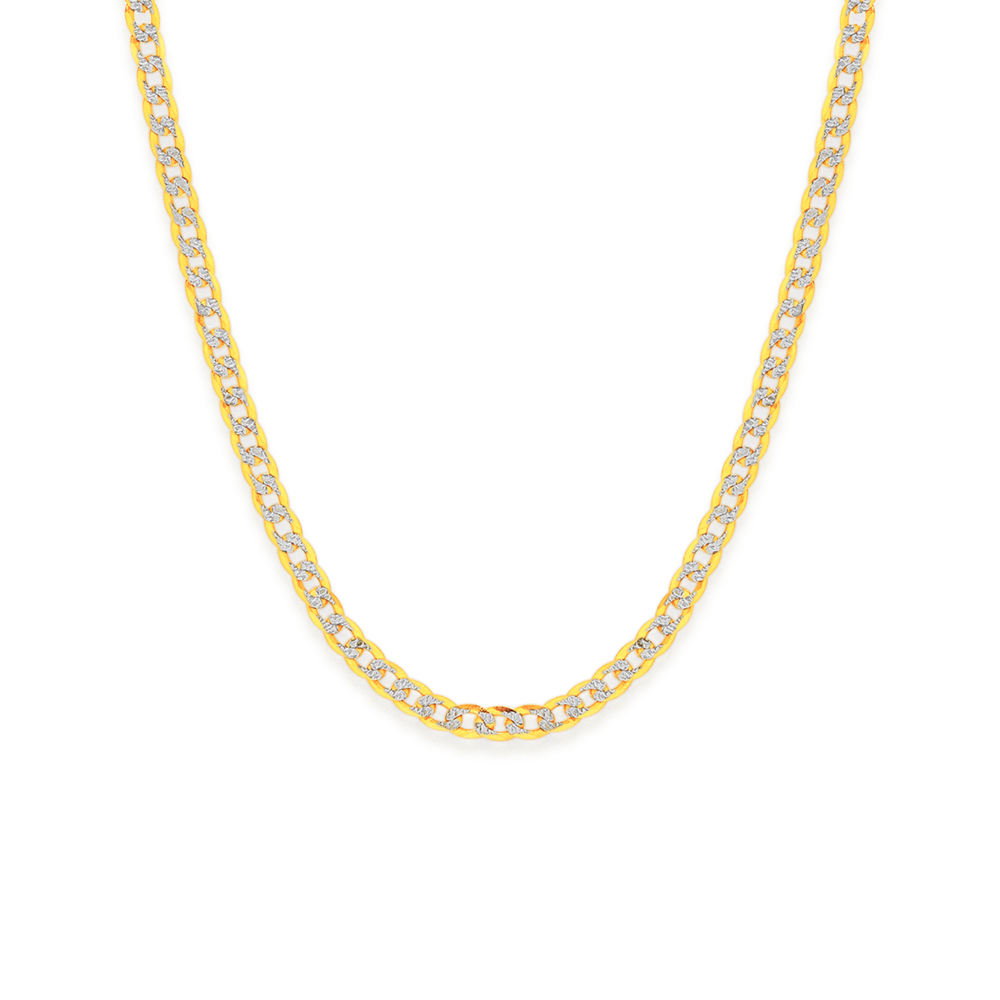 9ct Gold Two Tone 45cm Diamond-Cut Curb Chain