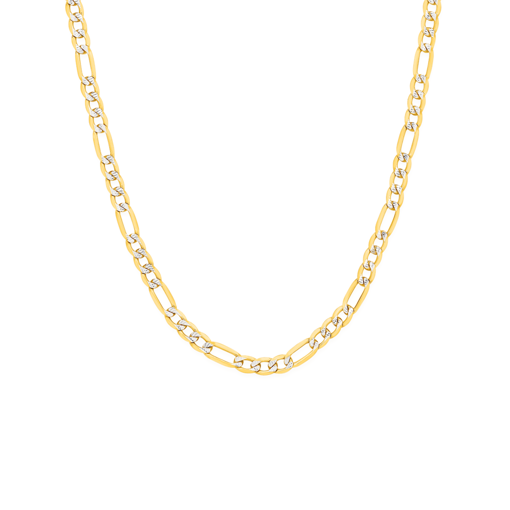 9ct Gold Two Tone 55cm Solid Diamond cut Fiagro 3 1chain Prouds
