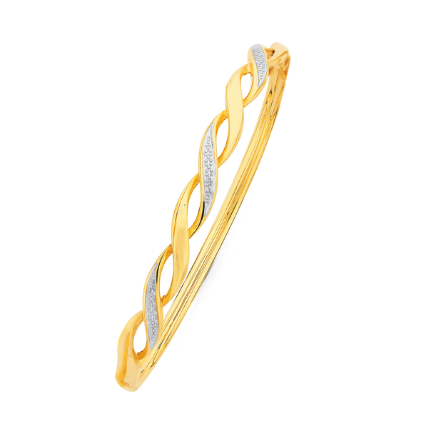 9ct Gold Two Tone 5.5x60mm Hollow Bangle