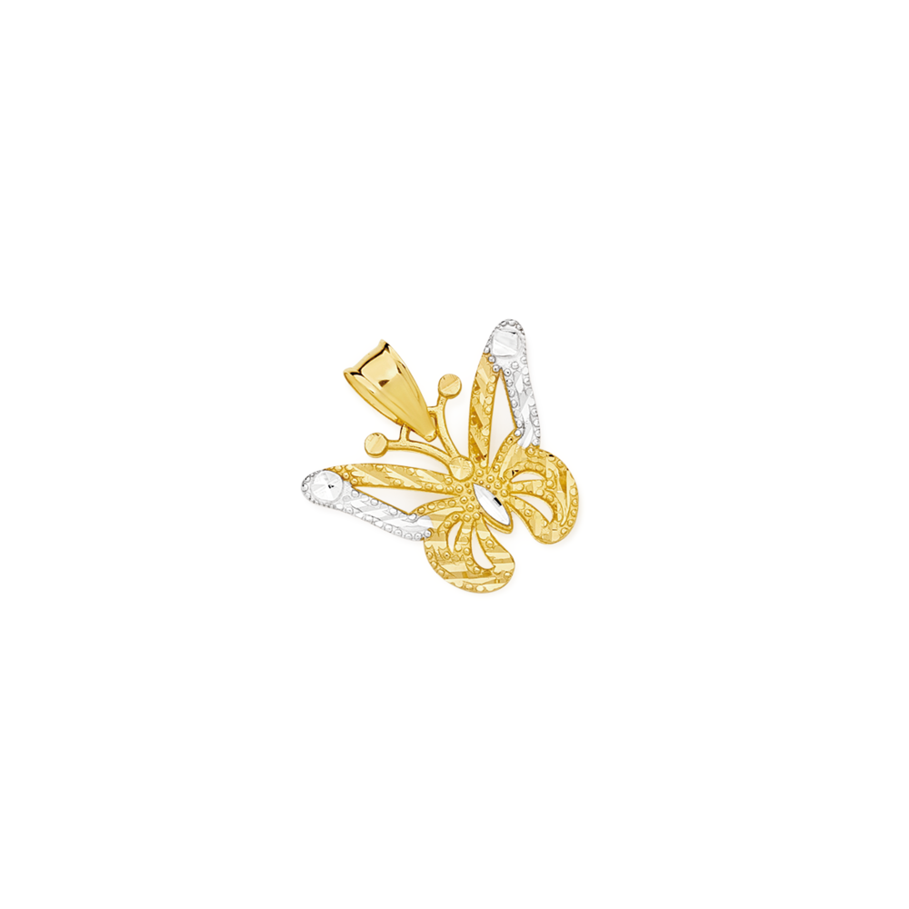 9ct Gold Two Tone Butterfly Pendant Prouds
