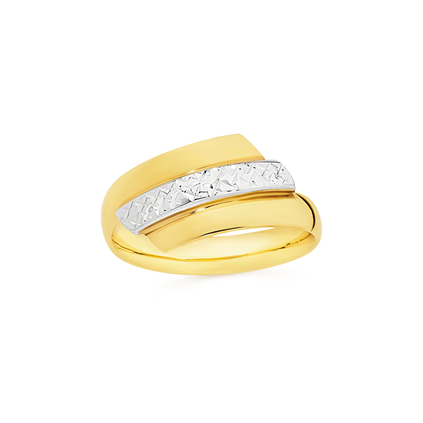 9ct Gold Two Tone Diamond-Cut Dress Ring