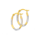 9ct Gold Two Tone Diamond-cut Striped Oval Hoop Earrings