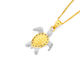 9ct Gold Two Tone Diamond-cut Turtle Pendant
