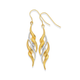 9ct Gold Two Tone Flame Hook Earrings