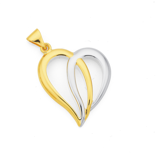 9ct Gold Two Tone Half Loop Heart Pendant