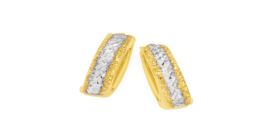 9ct Gold Two Tone Huggie Earrings | Prouds