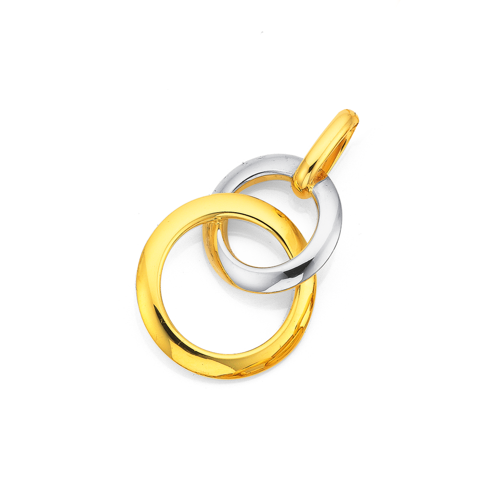 9ct Gold Two Tone Polished Double Circle Pendant | Prouds