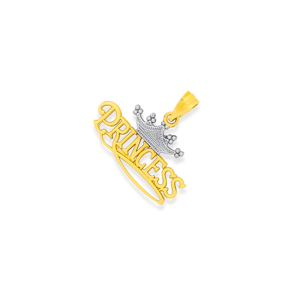 9ct Gold Two Tone 'Princess' Crown Pendant