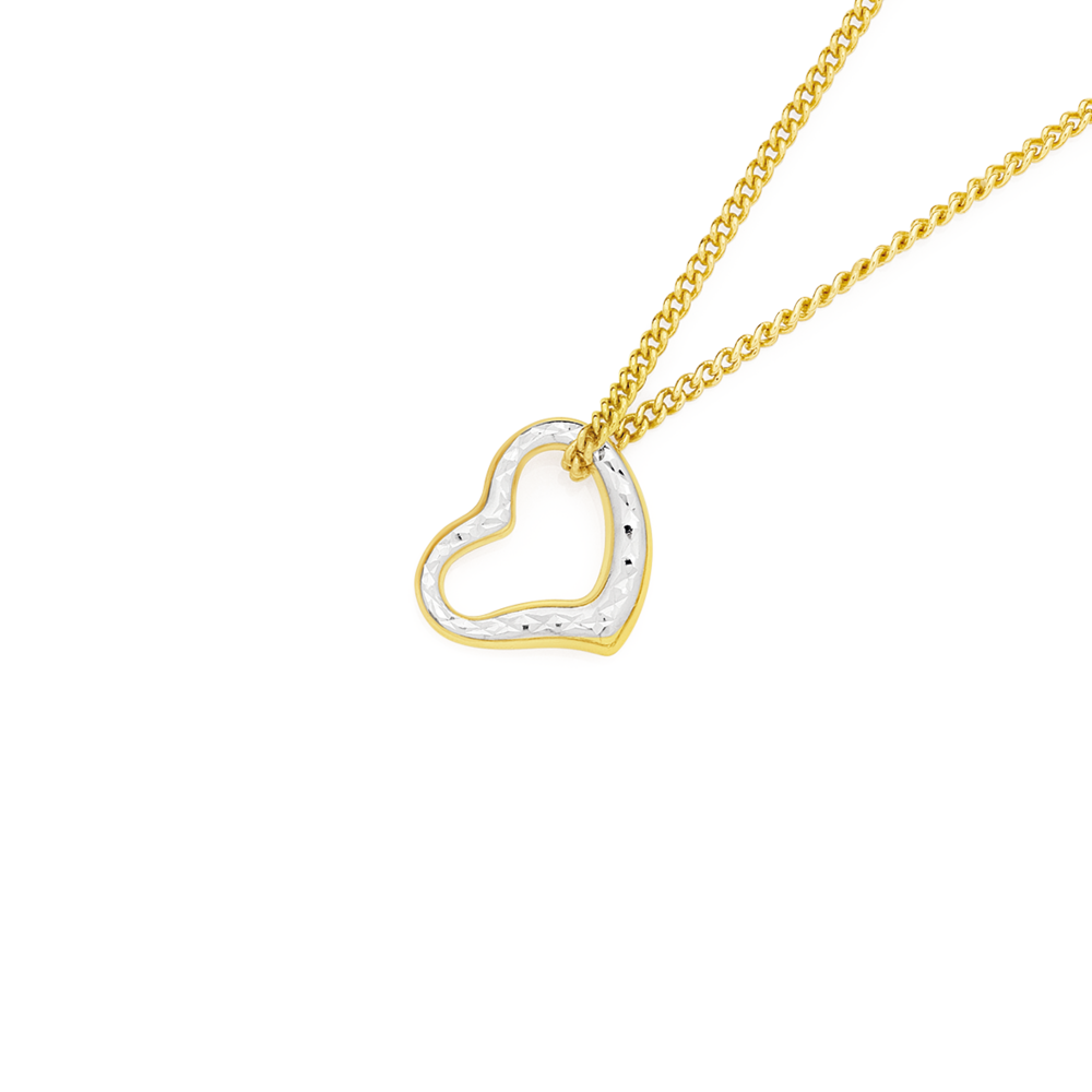 9ct Gold Two Tone Small Floating Heart Pendant Prouds