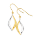 9ct Gold Two Tone Wave Drop Earrings