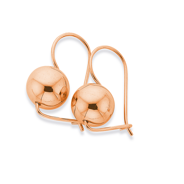 9ct Rose Gold 10mm Euroball Earrings