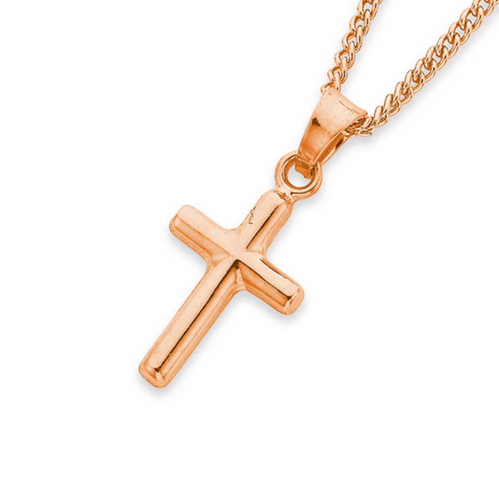 9ct Rose Gold 15mm Plain Cross Pendant 
