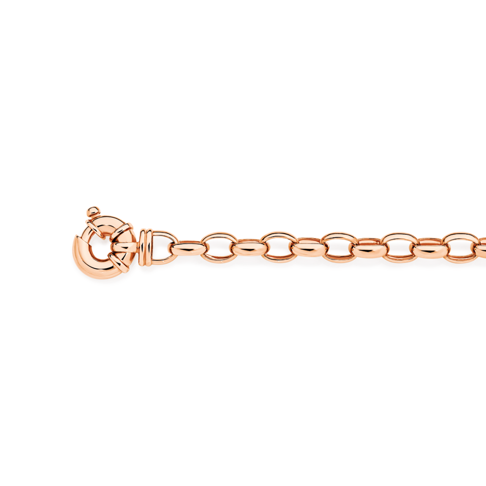9ct Rose Gold 20cm Solid Belcher Bolt Ring Bracelet Prouds