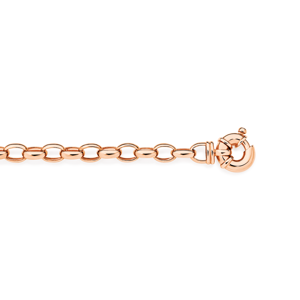 9ct Rose Gold 20cm Solid Belcher Bolt Ring Bracelet Prouds