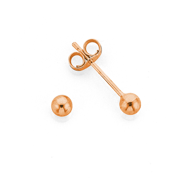 9ct Rose Gold 3mm Ball Stud Earrings