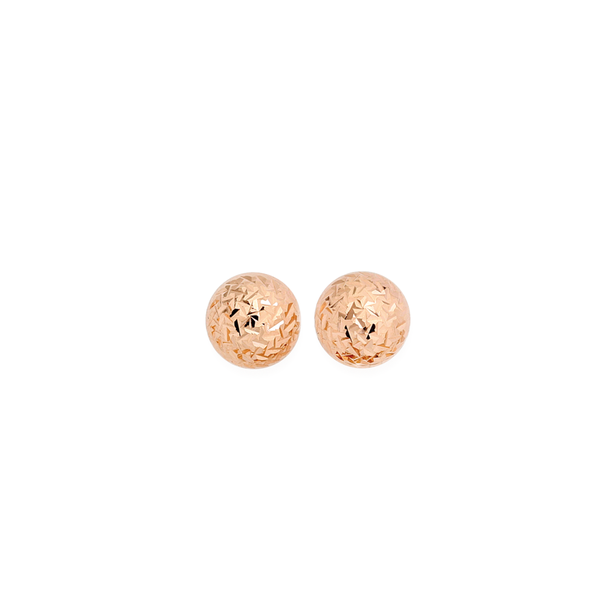 9ct Rose Gold 6mm Diamond-cut Ball Stud Earrings