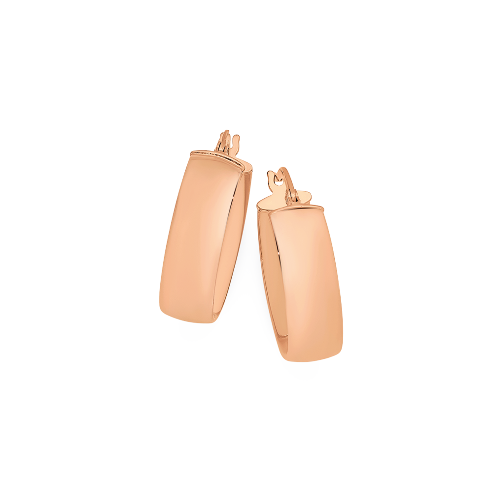 9ct Rose Gold 6x15mm Half Round Hoop Earrings Prouds