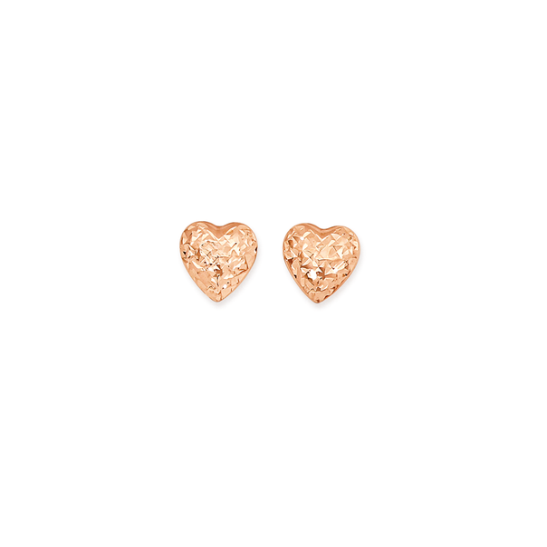 9ct Rose Gold 8mm Heart Stud Earrings