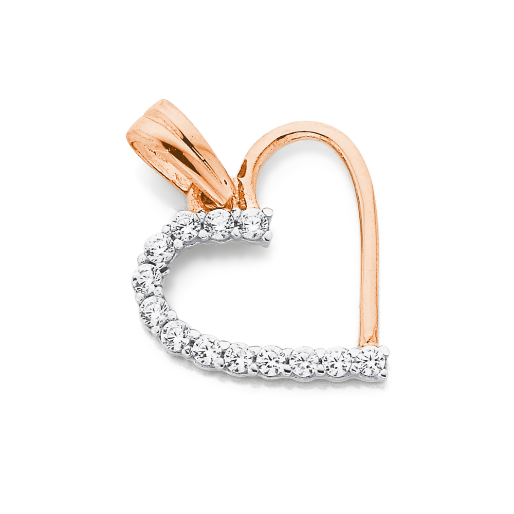 9ct Rose Gold Cubic Zirconia Heart 
