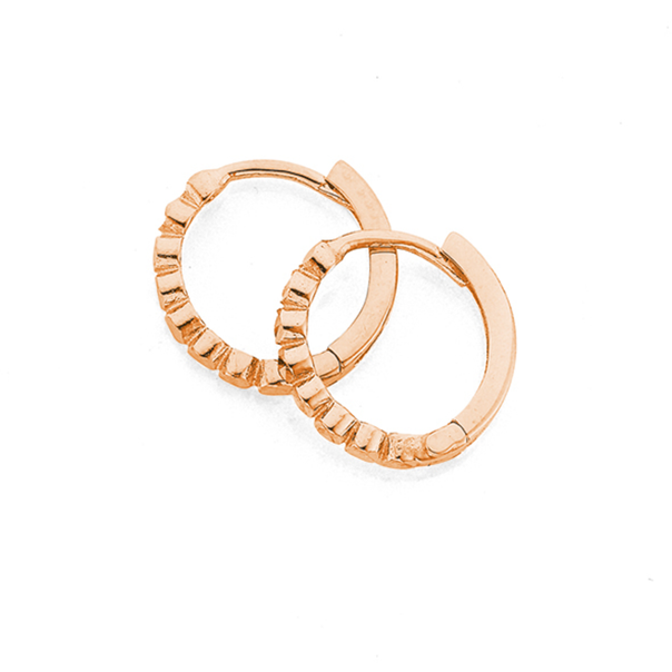 9ct Rose Gold Diamond-cut Huggie Earrings