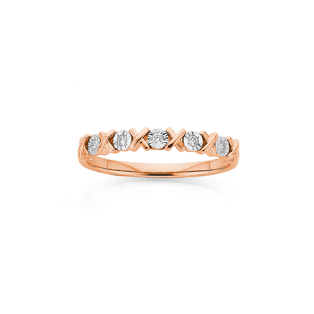 9ct Rose Gold Diamond Hugs And Kisses Band Prouds