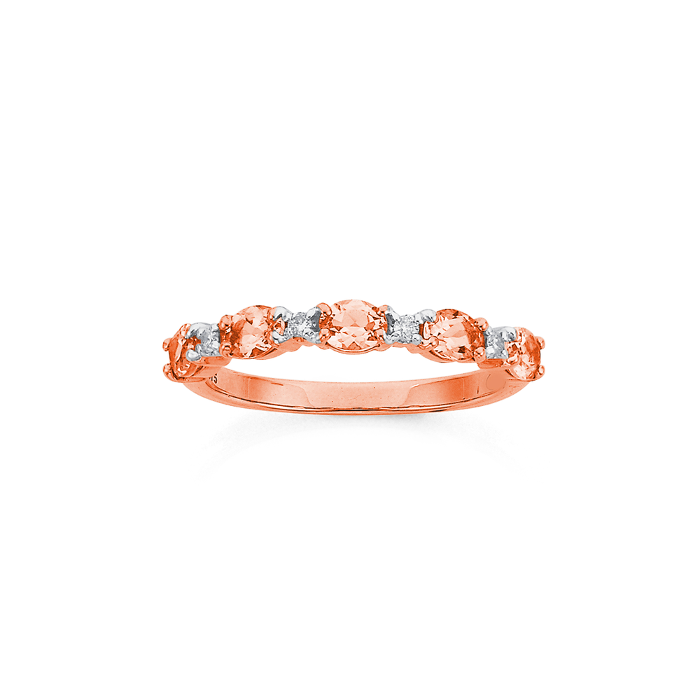 9ct Rose Gold Morganite Diamond Anniversary Band in Pink Prouds