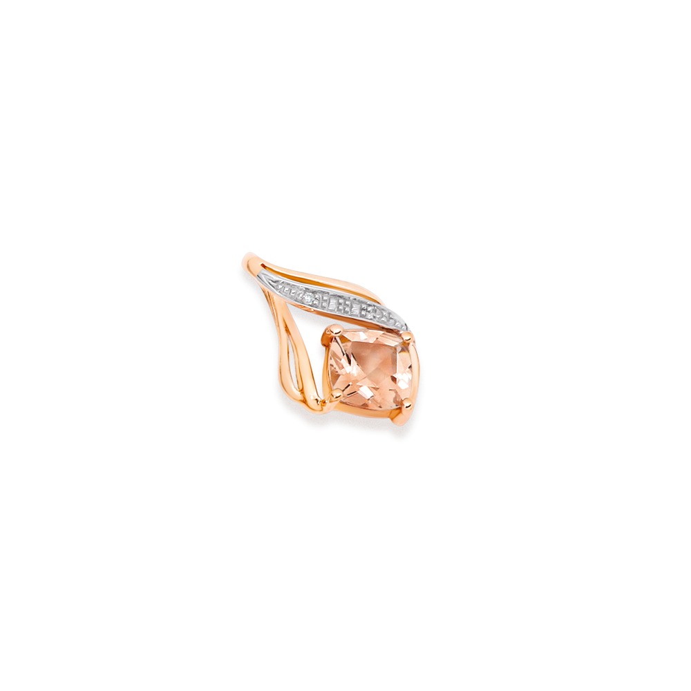 9ct Rose Gold Morganite Diamond Pendant