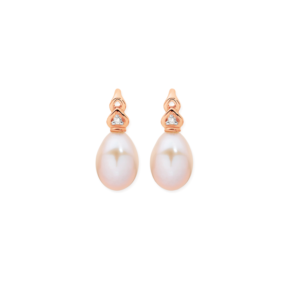 8mm / 9mm pink freshwater cultured pearl stud earrings - Freedman Jewelers