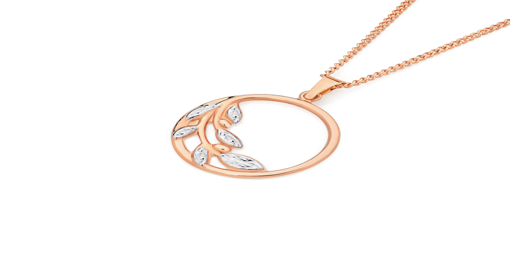 9ct Rose Gold Two Tone Diamond Cut 'magical Wreath' Circle Pendant | Prouds