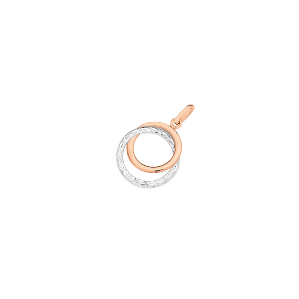 9ct Rose Gold Two Tone Double Circle Pendant