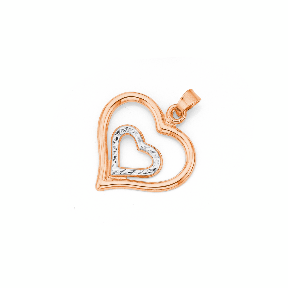 9ct Rose Gold Two Tone Heart in Heart 