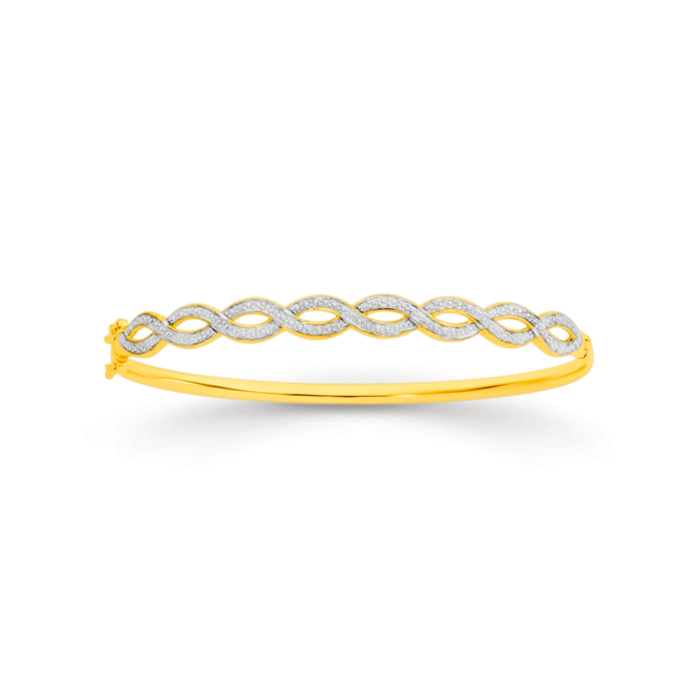 9ct Two Tone Gold 60mm Bangle
