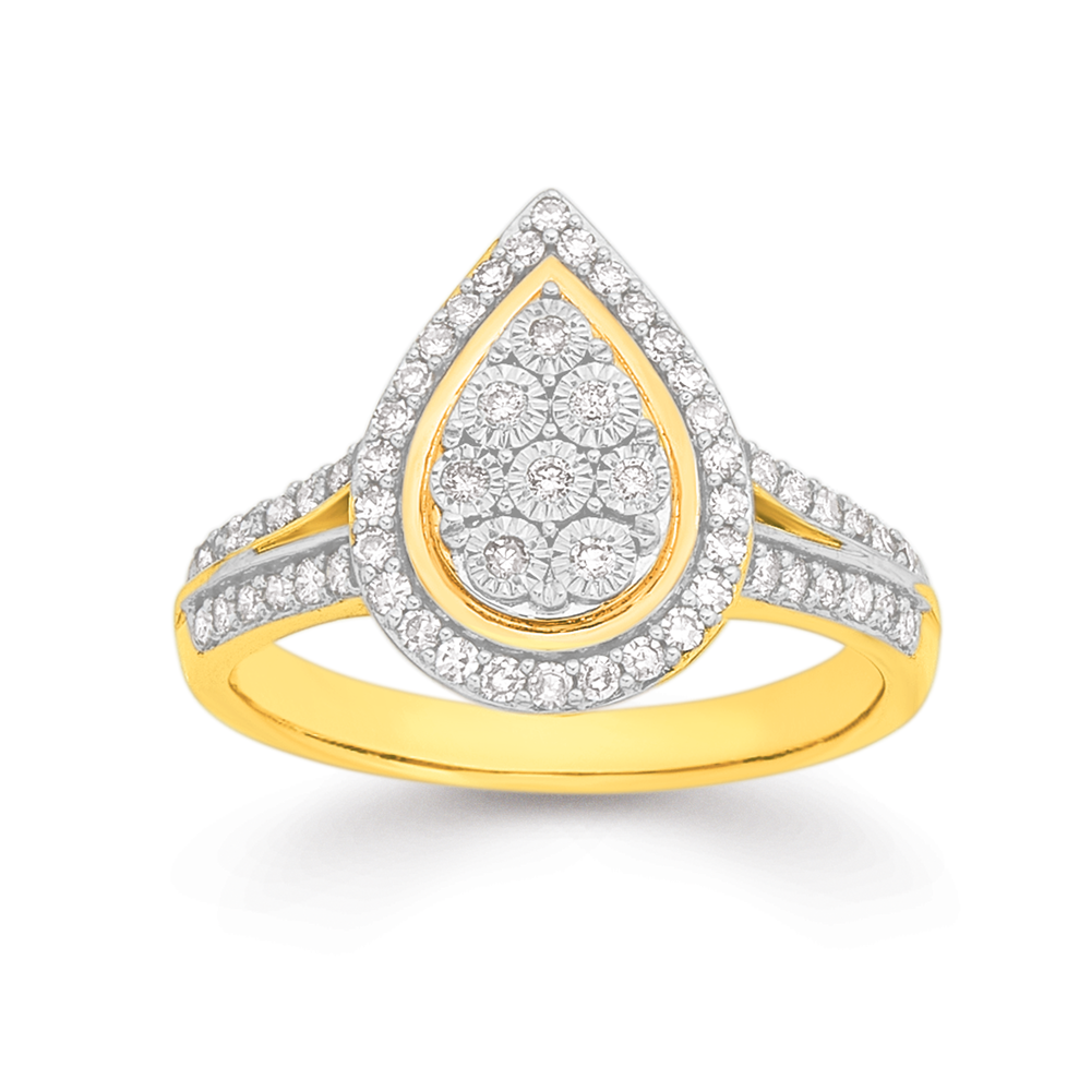 9ct Gold Diamond Cluster Bridal Set Rings Prouds The Jewellers