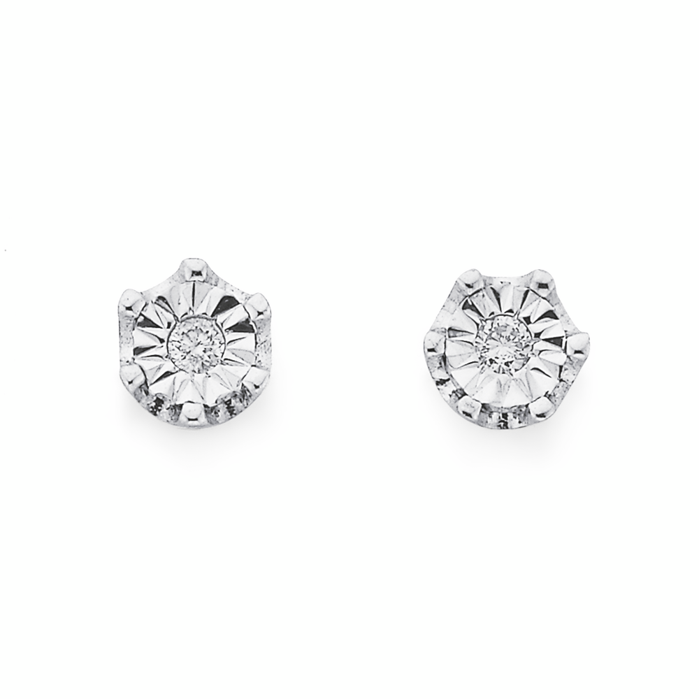 9ct Two Tone Gold Diamond Stud Earrings