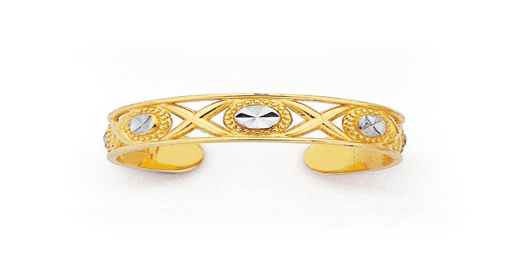 9ct Two Tone Gold Toe Ring Prouds