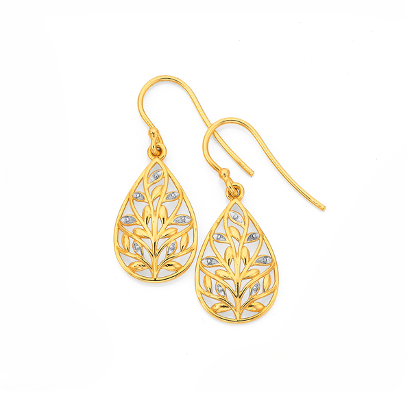 9ct Two Tone Gold Tree of Life Earrings