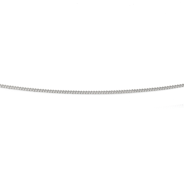 9ct White Gold 40cm Solid Curb Chain