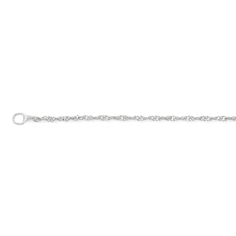 9ct White Gold 42cm Solid Singapore Chain