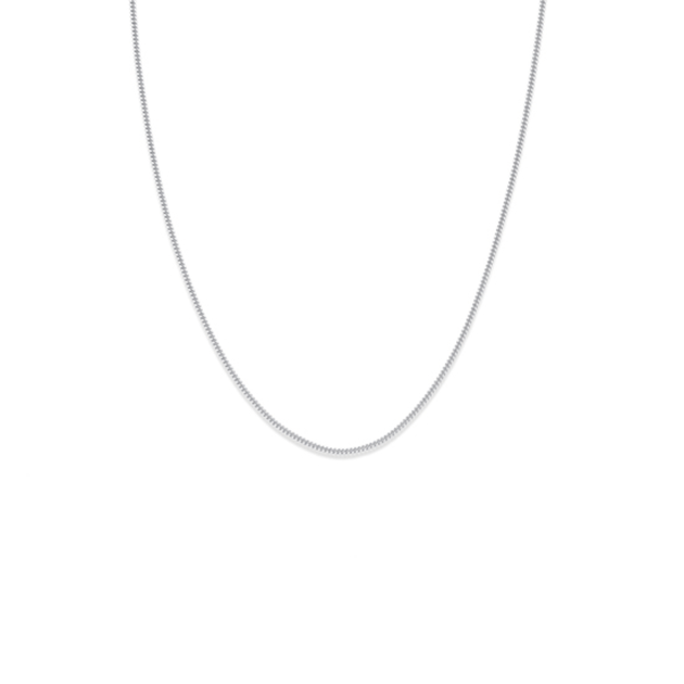 9ct White Gold 45cm Solid Fine Curb Chain Prouds