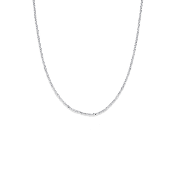 9ct White Gold 45cm Solid Singapore Chain