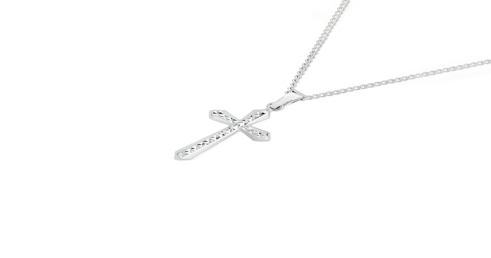 9ct White Gold Cross Pendant Prouds